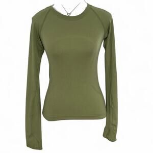 Lululemon Earthy Green Swiftly Tech Longsleeve Work Athleisure Top Womens Size 2